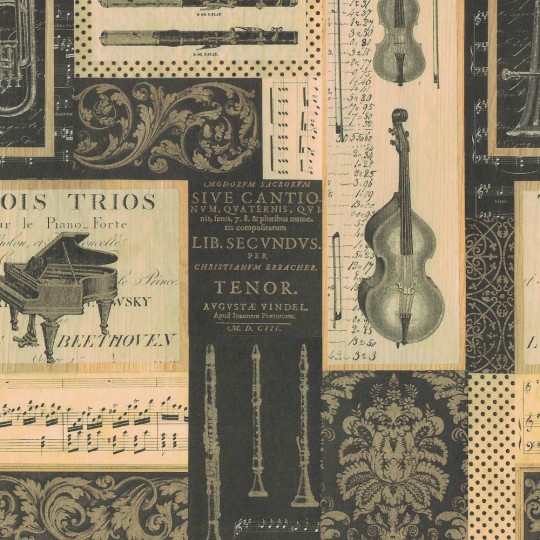 Black and Gold Music Print Paper ~ Rossi Italy